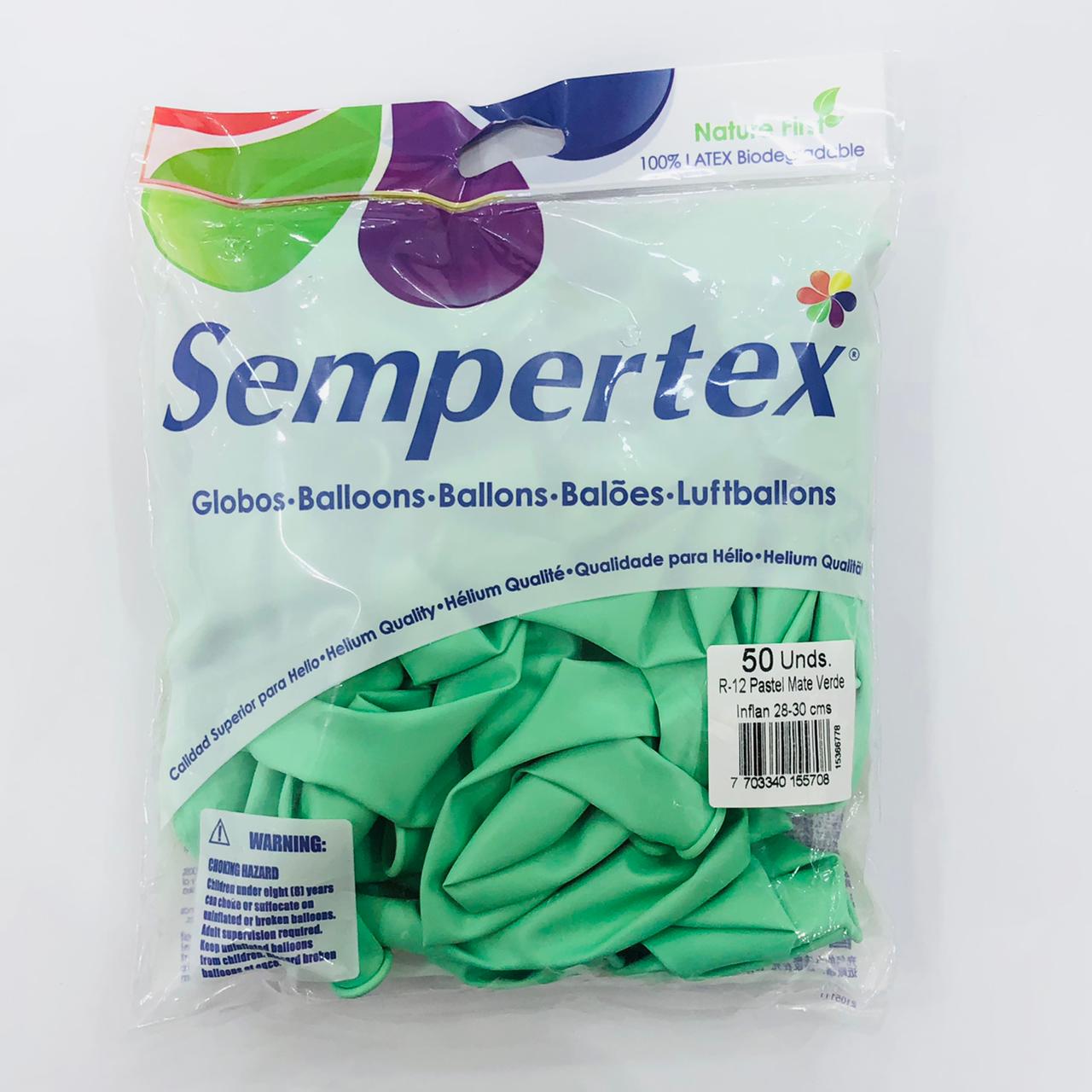 globos sempertex r-12 pastel mate verde x 50
