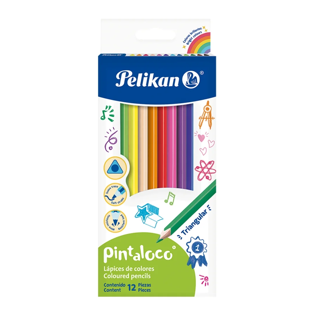 Colores Pelikan x12 Pintaloco 3mm Hexagonal